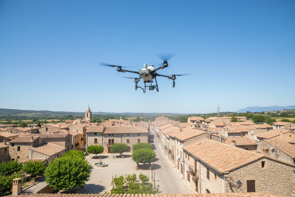 Aplicación con Drone sobre ciudad